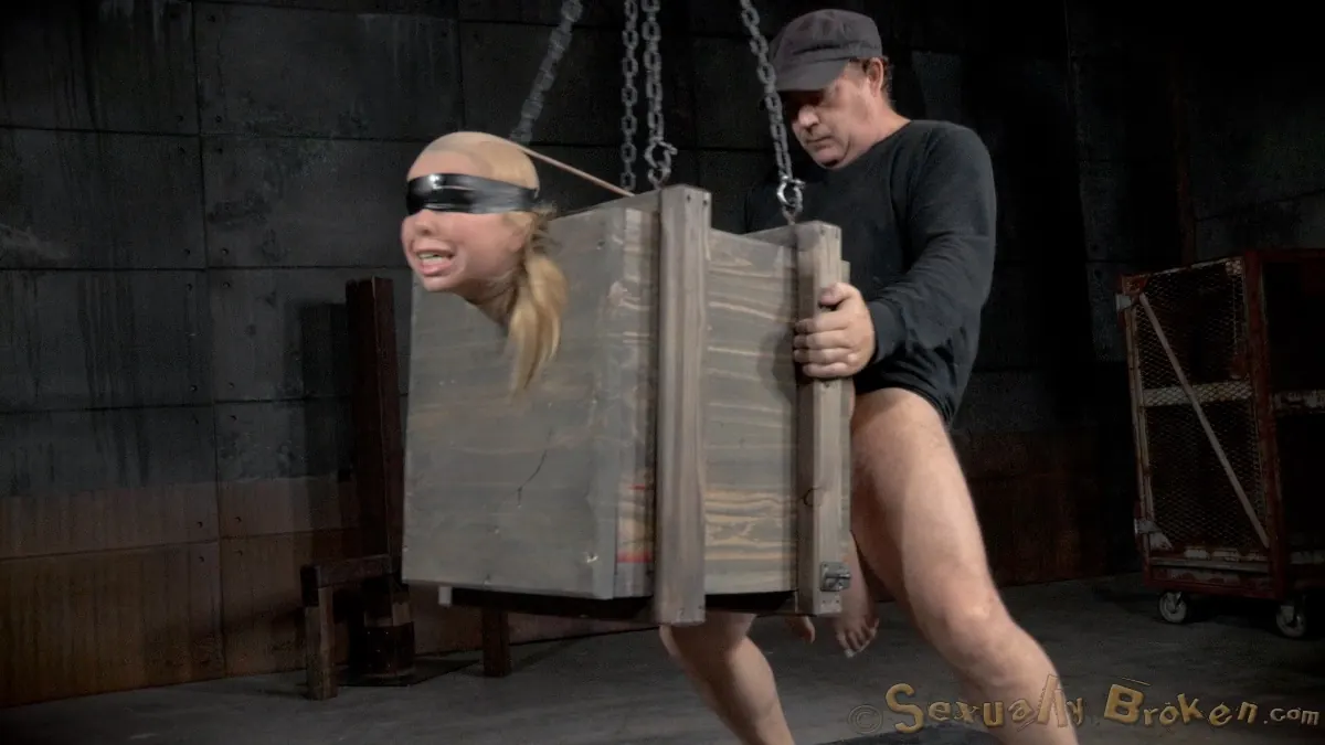 Insex '¡La pequeña Alina West con los ojos vendados, atada en una caja y follada duro por ambos extremos por una polla enorme!' protagonizando Alina West (foto 13)